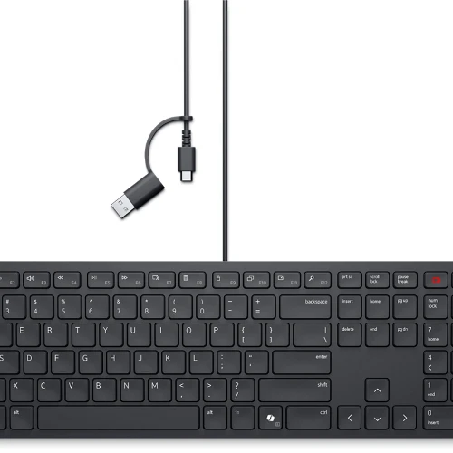 DELL KB525C, Full-size (100%), Wired, USB, Plunger key switch, QWERTY, Black