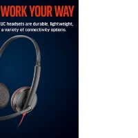 POLY Blackwire 3225 Stereo USB-C Headset +3.5mm Plug +USB-C/A Adapter (Bulk), Wired, Office/Call center, 20 - 20000 Hz, 92 g, Headset, Black