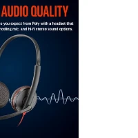 POLY Blackwire 3225 Stereo USB-C Headset +3.5mm Plug +USB-C/A Adapter (Bulk), Wired, Office/Call center, 20 - 20000 Hz, 92 g, Headset, Black