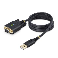 StarTech.com 3ft (1m) USB to Null Modem Serial Adapter Cable, Interchangeable DB9 Screws/Nuts, COM Retention, USB-A to RS232, FTDI, Level-4 ESD Protection, Windows/macOS/ChromeOS/Linux - Rugged TPE Construction, Black, 1 m, USB Type-A, DB-9, Male, Male