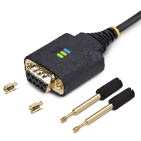 StarTech.com 3ft (1m) USB to Null Modem Serial Adapter Cable, Interchangeable DB9 Screws/Nuts, COM Retention, USB-A to RS232, FTDI, Level-4 ESD Protection, Windows/macOS/ChromeOS/Linux - Rugged TPE Construction, Black, 1 m, USB Type-A, DB-9, Male, Male