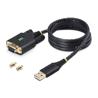 StarTech.com 3ft (1m) USB to Null Modem Serial Adapter Cable, Interchangeable DB9 Screws/Nuts, COM Retention, USB-A to RS232, FTDI, Level-4 ESD Protection, Windows/macOS/ChromeOS/Linux - Rugged TPE Construction, Black, 1 m, USB Type-A, DB-9, Male, Male