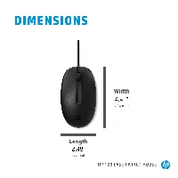 HP 128 Laser Wired Mouse, Ambidextrous, Laser, USB Type-A, 1200 DPI, Black