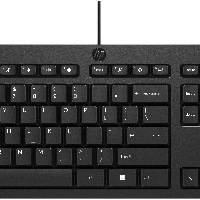 HP 125 Wired Keyboard, Full-size (100%), USB, Membrane, Black