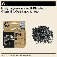 HP 924e EvoMore Black Original Ink Cartridge, Black, 1 pc(s), 1000 pages, Single pack