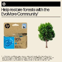 HP 937e EvoMore Cyan Original Ink Cartridge, Standard Yield, Cyan, 1 pc(s), 1650 pages, Single pack