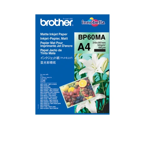 Brother BP60MA Inkjet Paper, Inkjet printing, A4 (210x297 mm), Matte, 25 sheets, 145 g/m, White