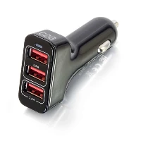 C2G Smart 3-Port USB Car Charger, 4.8A Output, Auto, Cigar lighter, 5 V, Black