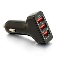 C2G Smart 3-Port USB Car Charger, 4.8A Output, Auto, Cigar lighter, 5 V, Black