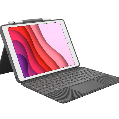 Logitech Combo Touch for iPad (7th, 8th, and 9th generation), QWERTZ, German, Touchpad, 1.8 cm, 1 mm, Apple