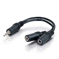 C2G Value Series 3.5mm Stereo Plug to 3.5mm Stereo Jack x2 Y-Cable, 3.5mm, Male, 3.5mm, Male, 0.15 m, Black