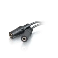 C2G Value Series 3.5mm Stereo Plug to 3.5mm Stereo Jack x2 Y-Cable, 3.5mm, Male, 3.5mm, Male, 0.15 m, Black