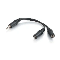 C2G Value Series 3.5mm Stereo Plug to 3.5mm Stereo Jack x2 Y-Cable, 3.5mm, Male, 3.5mm, Male, 0.15 m, Black