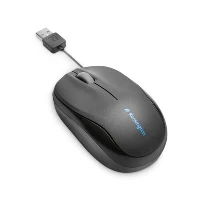 Kensington Pro Fit Retractable Mobile Mouse, Ambidextrous, Optical, USB Type-A, 1000 DPI, Black