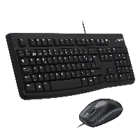 Logitech Desktop MK120, Wired, USB, QWERTY, Black, Mouse included