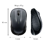Logitech Wireless Mouse M325, Ambidextrous, Optical, RF Wireless, 1000 DPI, Black