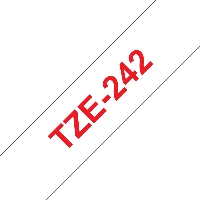 Brother Laminated tape 18mm, Red on white, TZe, Thermal transfer, Brother, PT-2100VP, PT-7600, PT-2430PC, PT-2700, PT-2730, PT-9600, PT-9700PC, PT-9800PCN, 1.8 cm