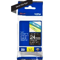 Brother Laminated tape 24mm, White on black, TZe, Thermal transfer, Brother, PT-7600, PT-2430PC, PT-2700, PT-2730, PT-9600, PT-9700PC, PT-9800PCN, 2.4 cm