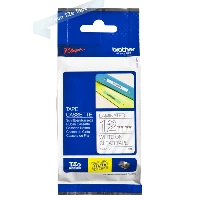 Brother Laminated tape 12mm, White on transparent, TZe, Grey, Brother, PT-1280HK, PT-1280SN, PT-1280KT, PT-1100SN, PT-1100KT, PT-2100VP, PT-7600, PT-2430PC, PT-2700,..., 1.2 cm