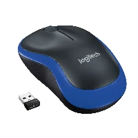LogitechWirelessMouseM185,Ambidextrous,Optical,RFWireless,1000DPI,Black,Blue
