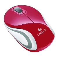 Logitech Wireless Mini Mouse M187, Ambidextrous, Optical, RF Wireless, 1000 DPI, Red