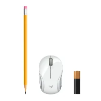 Logitech Wireless Mini Mouse M187, Ambidextrous, Optical, RF Wireless, 1000 DPI, Silver, White