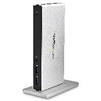 StarTech.com Dual-Monitor USB 3.0 Docking Station with DVI and Vertical Stand, Wired, USB 3.2 Gen 1 (3.1 Gen 1) Type-B, 3.5 mm, 10,100,1000 Mbit/s, IEEE 802.3, IEEE 802.3ab, IEEE 802.3u, Black, Silver