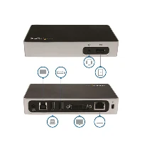 StarTech.com DVI Docking Station for Laptops - USB 3.0, Wired, USB 3.2 Gen 1 (3.1 Gen 1) Type-B, 3.5 mm, 10,100,1000 Mbit/s, IEEE 802.3, IEEE 802.3ab, IEEE 802.3u, Black, Silver