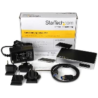 StarTech.com DVI Docking Station for Laptops - USB 3.0, Wired, USB 3.2 Gen 1 (3.1 Gen 1) Type-B, 3.5 mm, 10,100,1000 Mbit/s, IEEE 802.3, IEEE 802.3ab, IEEE 802.3u, Black, Silver