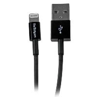 StarTech.com 1m 3ft Black Apple 8-pin Slim Lightning to USB Cable for iPhone iPod iPad - Thin Apple Lightning to USB Charger / Sync Cable - Discontinued, Limited Stock, Replaced by RUSBLTMM1MB, 1 m, Lightning, USB A, Male, Male, Black