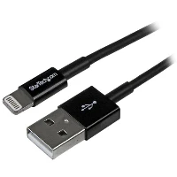 StarTech.com 1m 3ft Black Apple 8-pin Slim Lightning to USB Cable for iPhone iPod iPad - Thin Apple Lightning to USB Charger / Sync Cable - Discontinued, Limited Stock, Replaced by RUSBLTMM1MB, 1 m, Lightning, USB A, Male, Male, Black