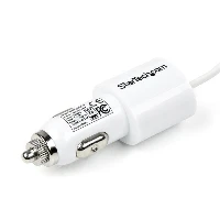 StarTech.com Dual-Port Car Charger - USB with Built-in Lightning Cable - White, Auto, Cigar lighter, 5 V, 0.3 m, White