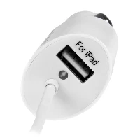 StarTech.com Dual-Port Car Charger - USB with Built-in Lightning Cable - White, Auto, Cigar lighter, 5 V, 0.3 m, White