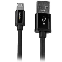StarTech.com 2 m (6 ft.) USB to Lightning Cable - Long iPhone / iPad / iPod Charger Cable - Lightning to USB Cable - Apple MFi Certified - Black, 2 m, Lightning, USB A, Male, Male, Black