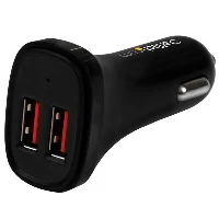 StarTech.com Dual-Port USB Car Charger - 24W/4.8A - Black, Auto, Cigar lighter, 5 V, Black