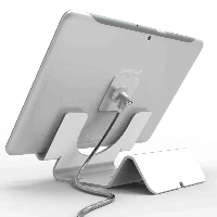 Compulocks Universal Tablet Holder with Keyed Cable Lock - Supporto - per tablet - bloccabile - alluminio ad alta purezza - bianco - installabile su superficie