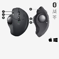 Logitech MX Ergo, Right-hand, Trackball, RF Wireless + Bluetooth, 440 DPI, Graphite