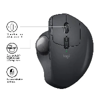 Logitech MX Ergo, Right-hand, Trackball, RF Wireless + Bluetooth, 440 DPI, Graphite