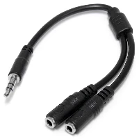 StarTech.com Slim Stereo Splitter Cable - 3.5mm Male to 2x 3.5mm Female, 3.5mm, Male, 2x3.5mm, Female, 0.2 m, Black