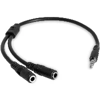 StarTech.com Slim Stereo Splitter Cable - 3.5mm Male to 2x 3.5mm Female, 3.5mm, Male, 2x3.5mm, Female, 0.2 m, Black