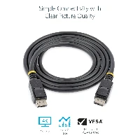 StarTech.com 50cm (1ft) DisplayPort 1.2 Cable - 4K x 2K Ultra HD VESA Certified DisplayPort Cable - Short DP to DP Cable for Monitor - Slim DP Video/Display Cord - Latching DP Connectors, 0.5 m, DisplayPort, DisplayPort, Male, Male, 3840 x 2400 pixels