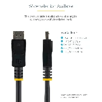 StarTech.com 50cm (1ft) DisplayPort 1.2 Cable - 4K x 2K Ultra HD VESA Certified DisplayPort Cable - Short DP to DP Cable for Monitor - Slim DP Video/Display Cord - Latching DP Connectors, 0.5 m, DisplayPort, DisplayPort, Male, Male, 3840 x 2400 pixels