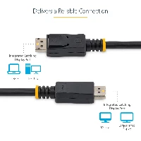 StarTech.com 50cm (1ft) DisplayPort 1.2 Cable - 4K x 2K Ultra HD VESA Certified DisplayPort Cable - Short DP to DP Cable for Monitor - Slim DP Video/Display Cord - Latching DP Connectors, 0.5 m, DisplayPort, DisplayPort, Male, Male, 3840 x 2400 pixels