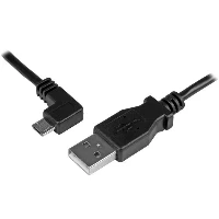 StarTech.com Micro-USB Charge-and-Sync Cable M/M - Left-Angle Micro-USB - 30/24 AWG - 1 m (3 ft.), 1 m, USB A, Micro-USB B, USB 2.0, Male/Male, Black