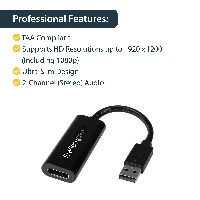 StarTech.com USB 3.0 to HDMI Adapter - 1080p (1920x1200) - Slim/Compact USB Type-A to HDMI Display Adapter Converter for Monitor - External Video & Graphics Card - Black - Windows Only, 3.2 Gen 1 (3.1 Gen 1), USB Type-A, HDMI output, 1920 x 1200 pixels