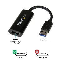 StarTech.com USB 3.0 to HDMI Adapter - 1080p (1920x1200) - Slim/Compact USB Type-A to HDMI Display Adapter Converter for Monitor - External Video & Graphics Card - Black - Windows Only, 3.2 Gen 1 (3.1 Gen 1), USB Type-A, HDMI output, 1920 x 1200 pixels