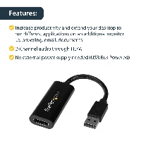 StarTech.com USB 3.0 to HDMI Adapter - 1080p (1920x1200) - Slim/Compact USB Type-A to HDMI Display Adapter Converter for Monitor - External Video & Graphics Card - Black - Windows Only, 3.2 Gen 1 (3.1 Gen 1), USB Type-A, HDMI output, 1920 x 1200 pixels