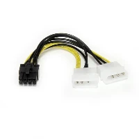 StarTech.com 6in LP4 to 8 Pin PCI Express Video Card Power Cable Adapter, 0.153 m, 2 - LP4 4pin, 1 - PCI Express 8pin, Male, Male, Black, Yellow