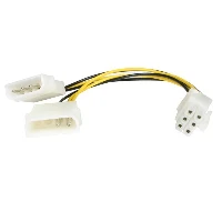 StarTech.com 6in LP4 to 6 Pin PCI Express Video Card Power Cable Adapter, 0.153 m, Molex (4-pin), PCI-E (6-pin), Male, Male, Straight