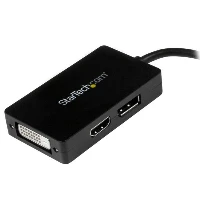 StarTech.com Travel A/V adapter 3-in-1 Mini DisplayPort to DisplayPort DVI or HDMI converter, 0.15 m, Mini DisplayPort, DisplayPort + DVI-D + HDMI, Male, Female, Straight